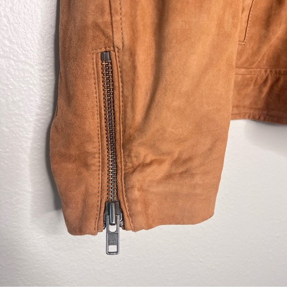 OPEN EDIT Men’s Genuine Suede Leather Moto biker Jacket Camel Brown XL NWOT - Picture 4 of 12